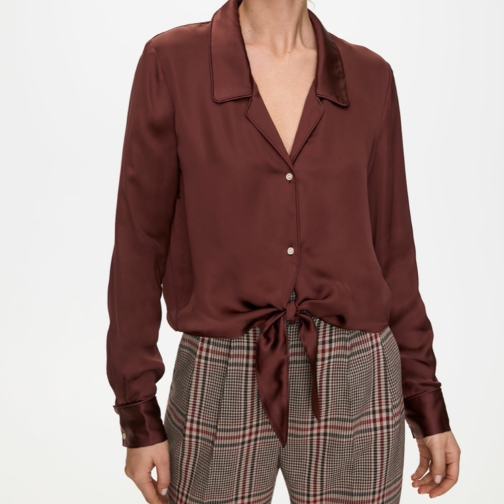 Aritzia Silk Tie Blouse